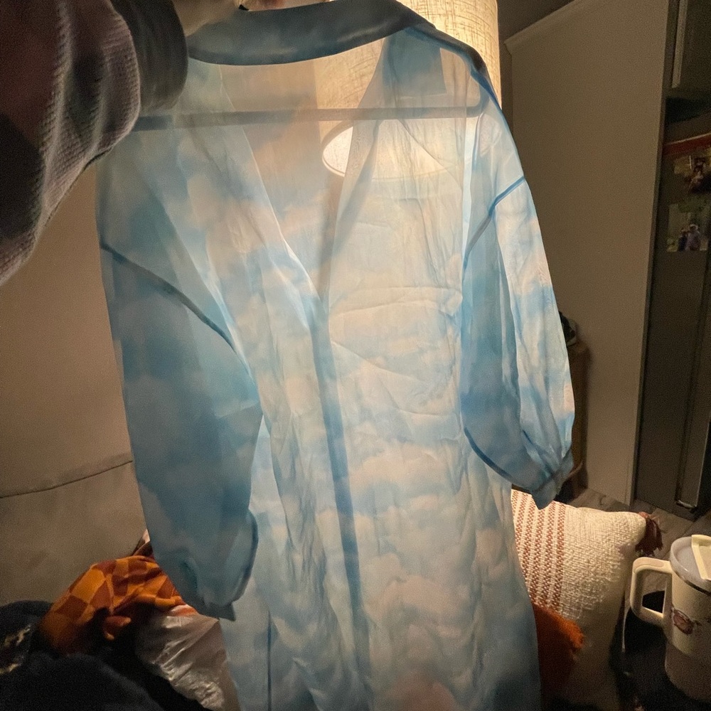 Dressed in Lala- Sheer Blue Cloud Print Dress
